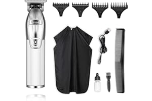 Kemei 0mm Baldheaded Hair Clippers for Men Professional Cordless Hair Trimmer Beard Trimmer with T Blade Zero Gapped Rechargeable Grooming Kit