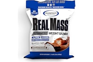 Gaspari Nutrition Real Mass, Advanced Weight Gainer, High Protein, Gycofuse Carbs, and Creatine Monohydrate, Modern Formulation for Mass (12 Pounds, Chocolate Ice Cream)