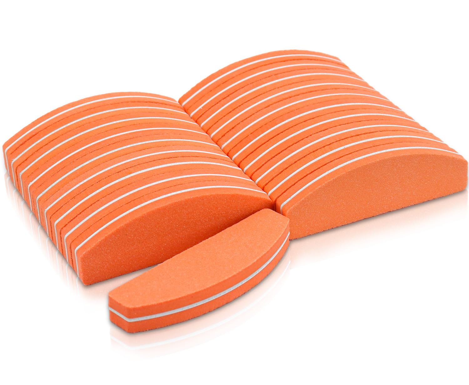 BLESWIN 20 PCS Mini Nail Buffer Block for Gel Acrylic Nails, Half Moon Nail Files and Buffers, Double-Sided Sponge Nail Polish Sanding Buffer Nail(Orange) — image 1