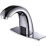 Charmingwater Automatic Sensor Touchless Bathroom Sink Faucet with Hole Cover Plate, Chrome Vanity Faucets, Hands Free Bathro