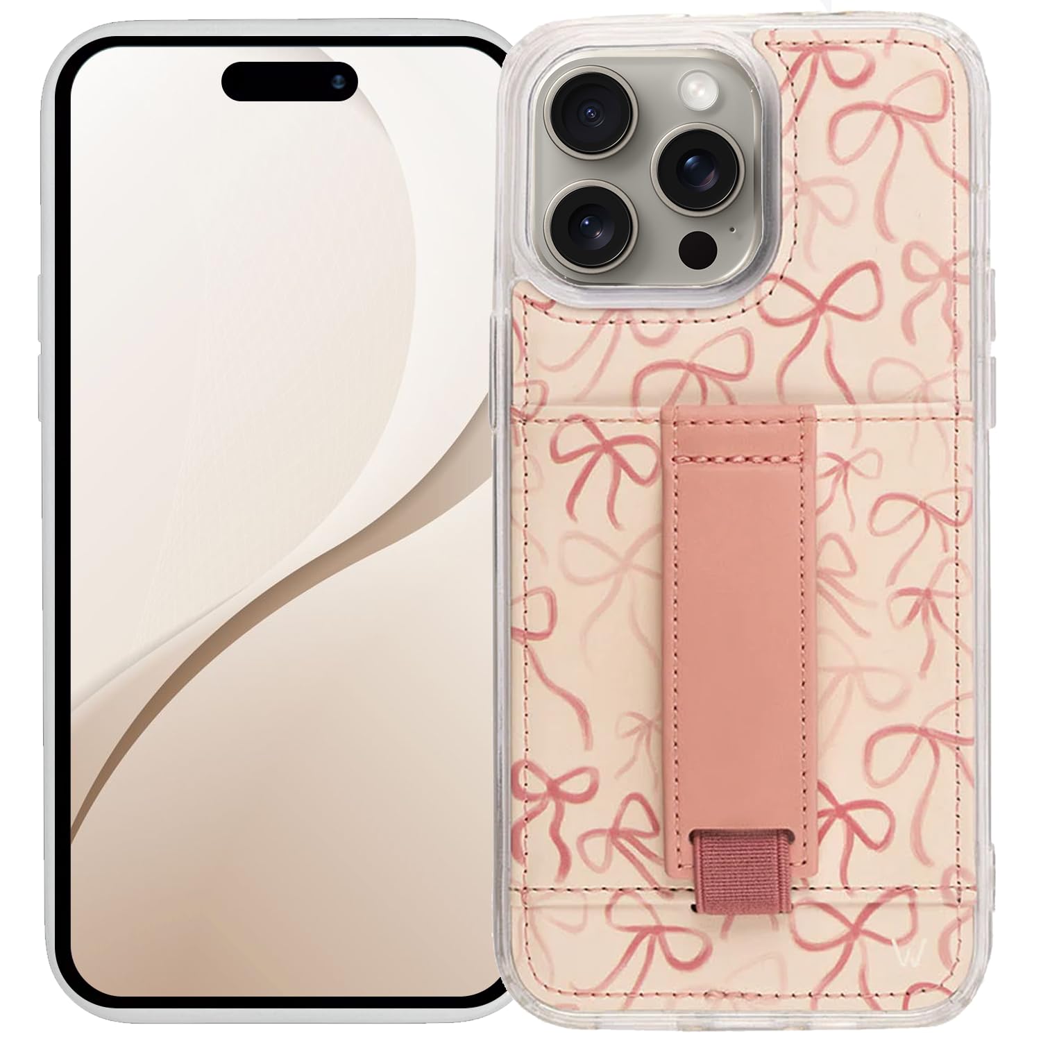 WALLI CASES for iPhone 15 Pro Max Case Aesthetic Wallet Phone Case Card Holder, Securely Holds up to 2 Cards - Cute, Trendy Phone Cover for Women, fits iPhone 15 Pro Max, with Kickstand & Finger Strap Image