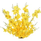 LILOCOO Artificial Orchids Silk Flowers, Yellow, 8Pcs, 20" | Long Stem, Dancing Orchids, For Wedding Home Office Party Festive Decoration