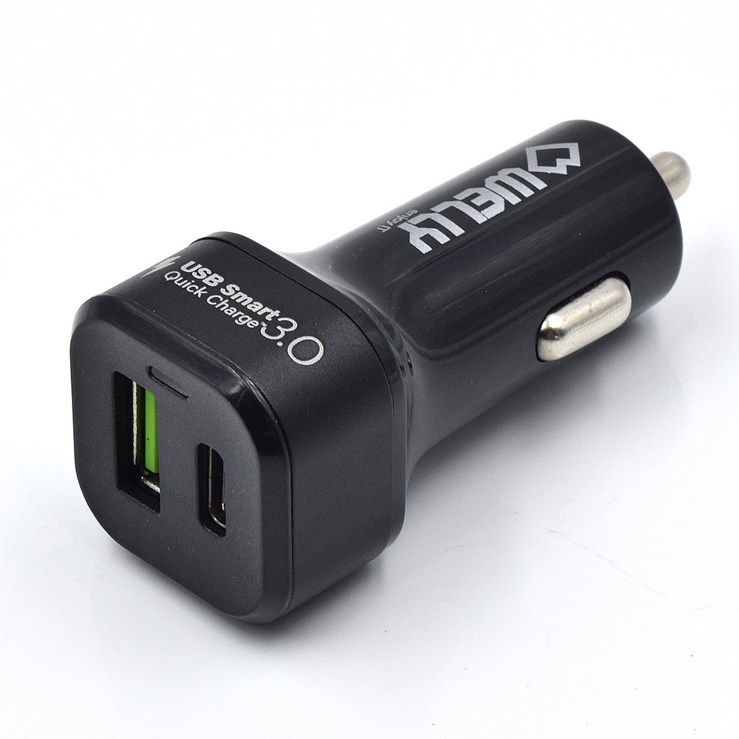 Welly Enjoy IT WY11000 Smart Car Charger with quick charge 3.0 port (18W )and USB Type-C (15W), Black