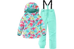 Hiheart Girls Warm Snowsuit Hooded Ski Jacket + Pants 2 Pcs Set