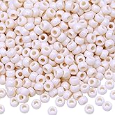 Auvoau 1000Pcs Pony Beads Bracelet 9mm Beige Plastic Barrel Pony Beads for Necklace,Hair Beads for Braids,Key Chain,Jewelry Making (Beige)