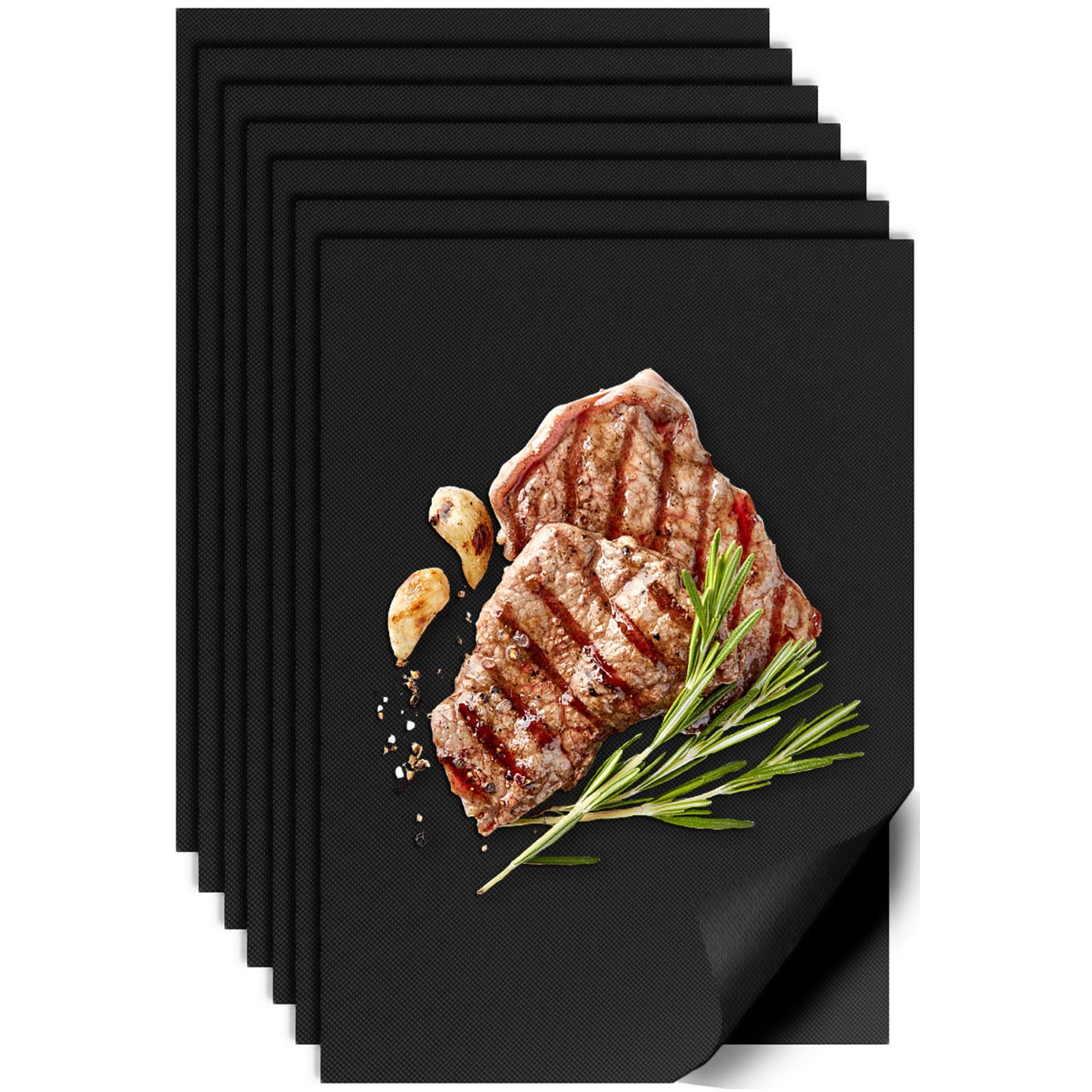 UBeesize 7 Pack Black Grill Mats for Outdoor