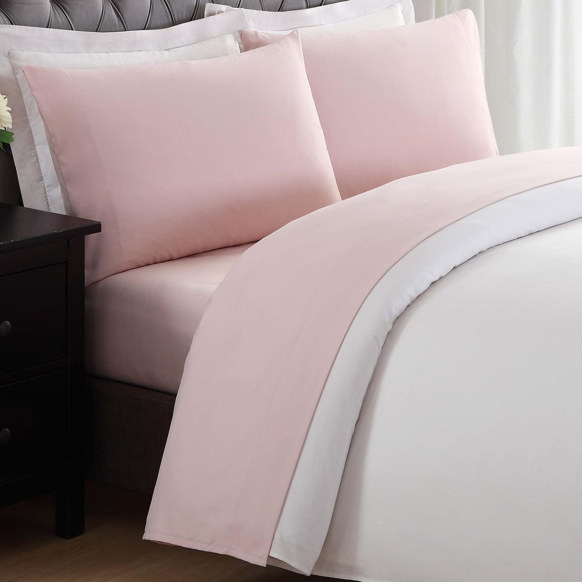 My World Solid Sheet Sets, Microfiber, Blush, Full