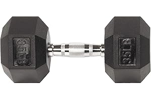 Signature Fitness Colored Rubber Coated Hex Dumbbell Weight Set and Storage Rack, Multiple Packages