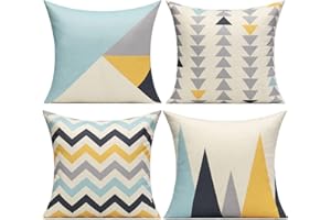 VAKADO Light Blue Outdoor Throw Pillow Covers 18x18 Set of 4 Mid Century Modern Decor Simple Colorful Mountain Decorative Cushion Cases Home Decorations for Geometric Patio Couch Chair Sofa.