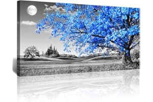Lapremoly Black and White Wall Art For Living Room Wall Decoration For Bedroom Blue Tree Landscape Abstract Painting Office Wall Decor Picture Canvas Prints Modern Ready To Hang Home Wall Decor