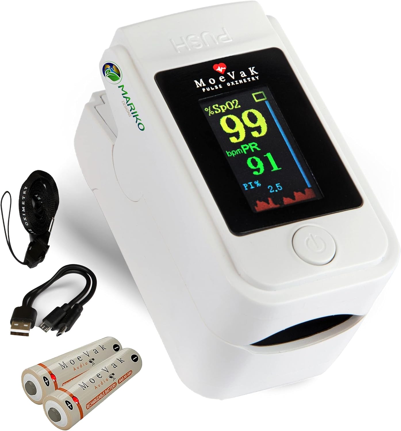 MVK22 Premium Spo2 Pulse Oximeter Fingertip Blood Oxygen Saturation Monitor Rechargeable Batt Pulse Ox Oximetry o2 Monitor Finger for Oxygen Athletic & Aviation Pulse Oximeters Oxygen Monitor (White): Health & Personal Care