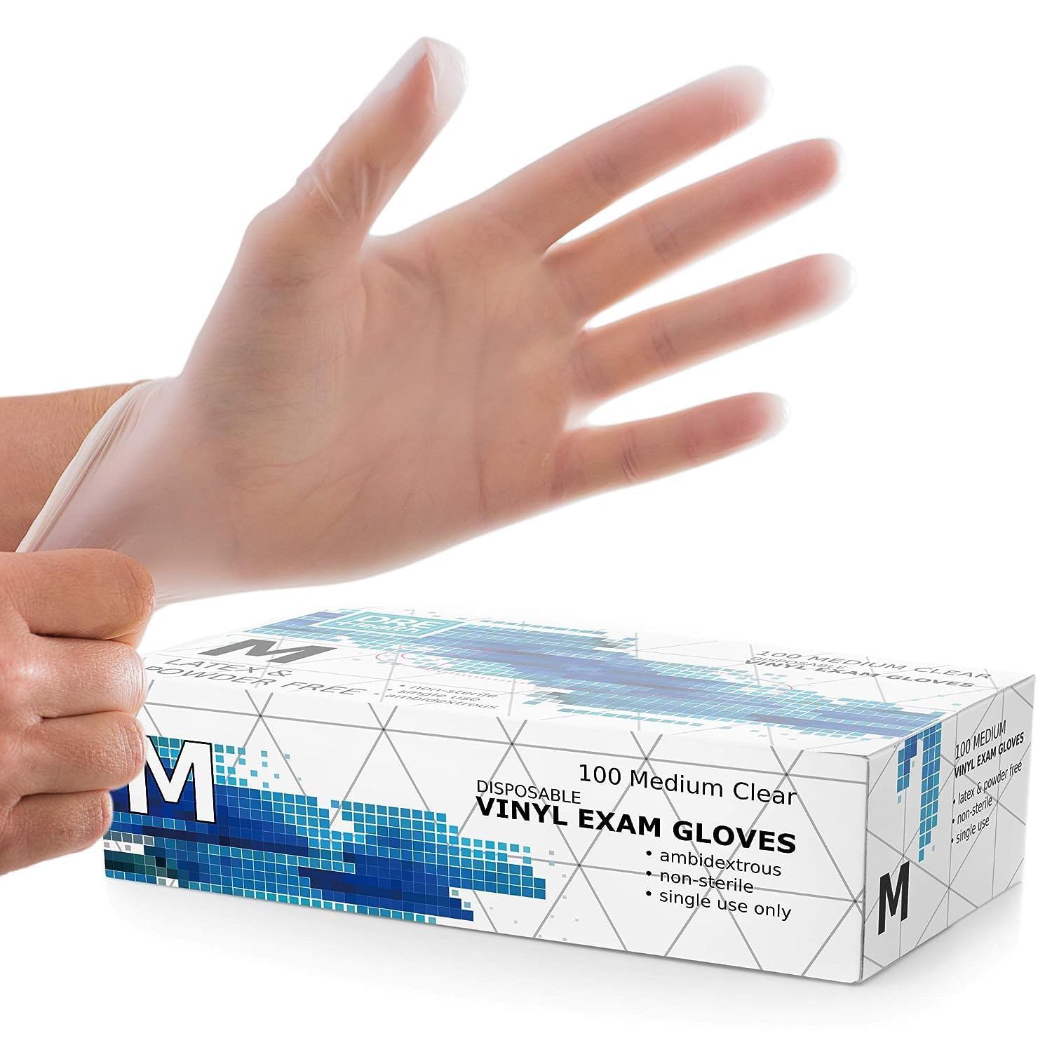 Gloveman Clear Vinyl Gloves Small – Disposable Powder-Free & Latex-Free Gloves (Box of 100) – Food Prep, Cleaning & Hygiene