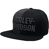 Harley-Davidson Men's Two Tone Snapback Flat Brim Baseball Cap - Black &amp; Gray