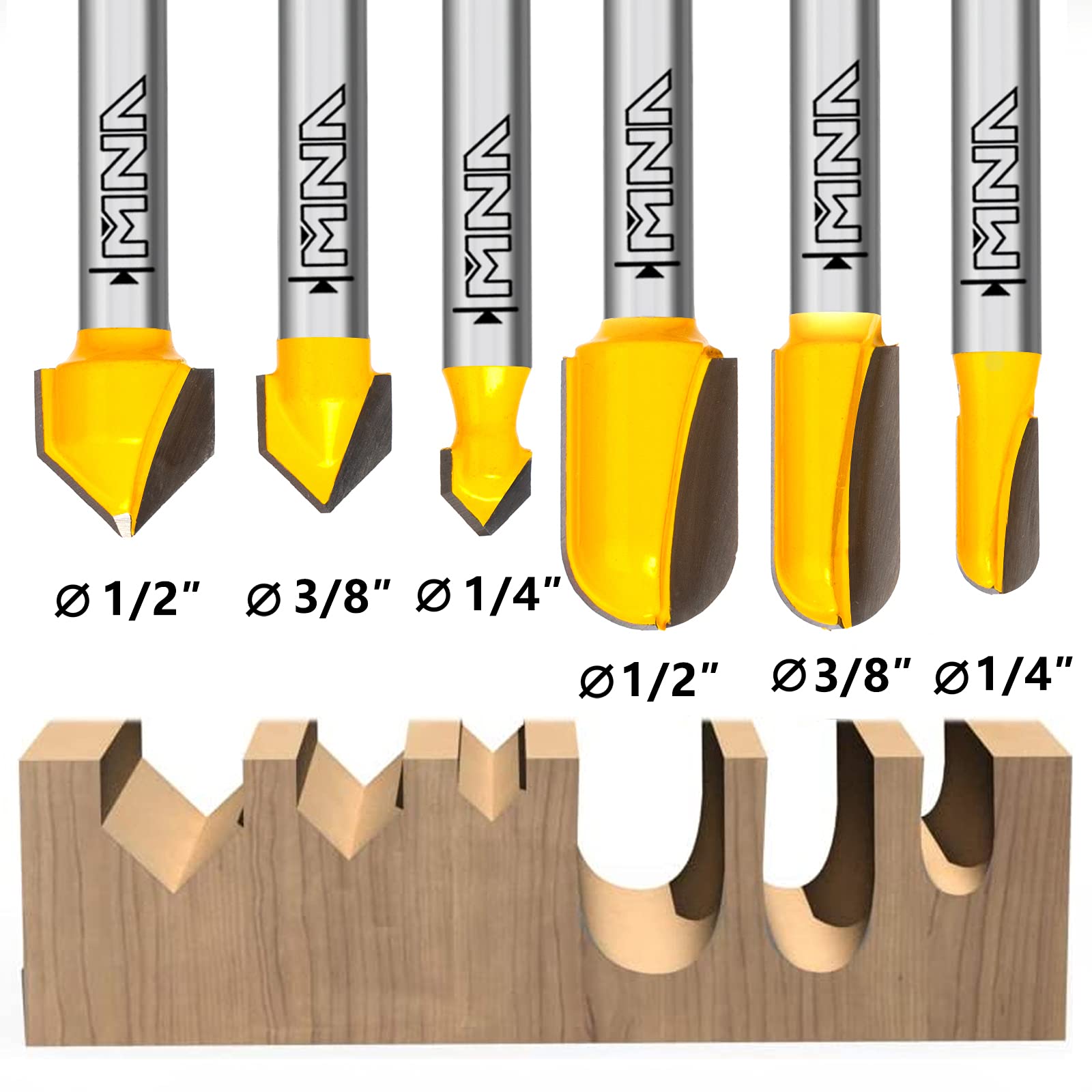 Mua MNA 90 Degree V Groove and Round Nose Router Bit Set, 1/4 Inch ...