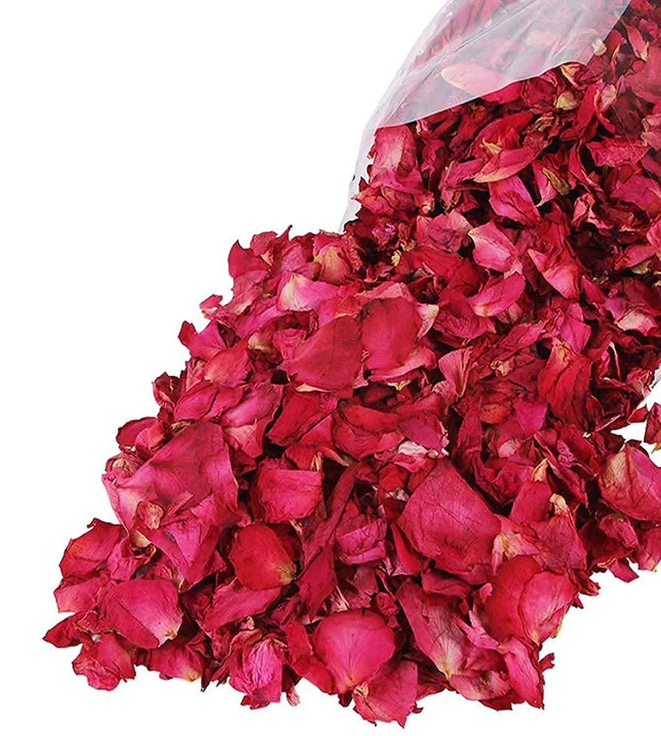 Reccisokz 100G Natural Dried Rose Petals Real Flower Dry Red Rose Petal for Foot Bath Body Bath Spa Wedding Confetti Home Fragrance DIY Crafts Accessories (100 g (Pack of 1))