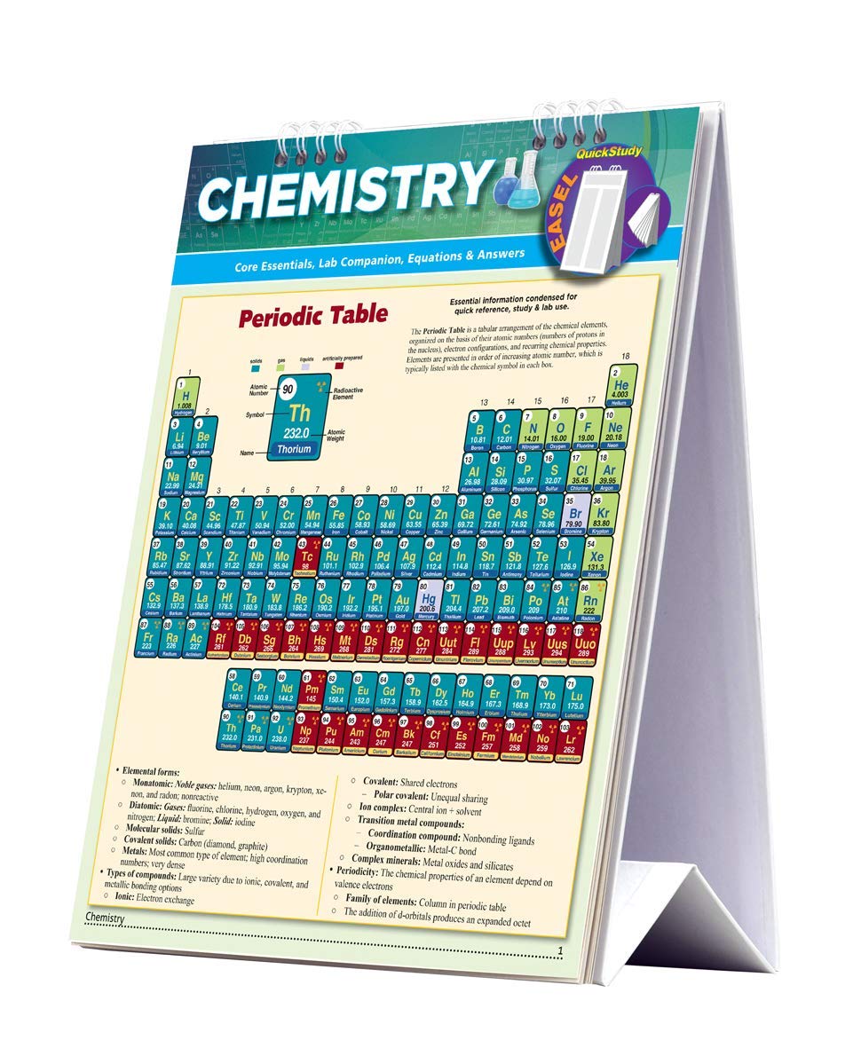 Chemistry Easel Book: a QuickStudy Reference Tool - Core Essentials, Periodic Table, Lab Companion, Equations & Answers