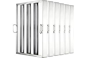 19.5"x15.5" Commercial Hood Filters 430 Stainless Steel 5-Groove Baffle Design Pack of 6 for Restaurant Kitchen Exhaust Syste