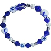 Blue Ribbon Crystal Awareness Bracelet - Diabetes Colon Prostate Colorectal Cancer Awareness Bracelet - Blue Cancer Gift - Handmade