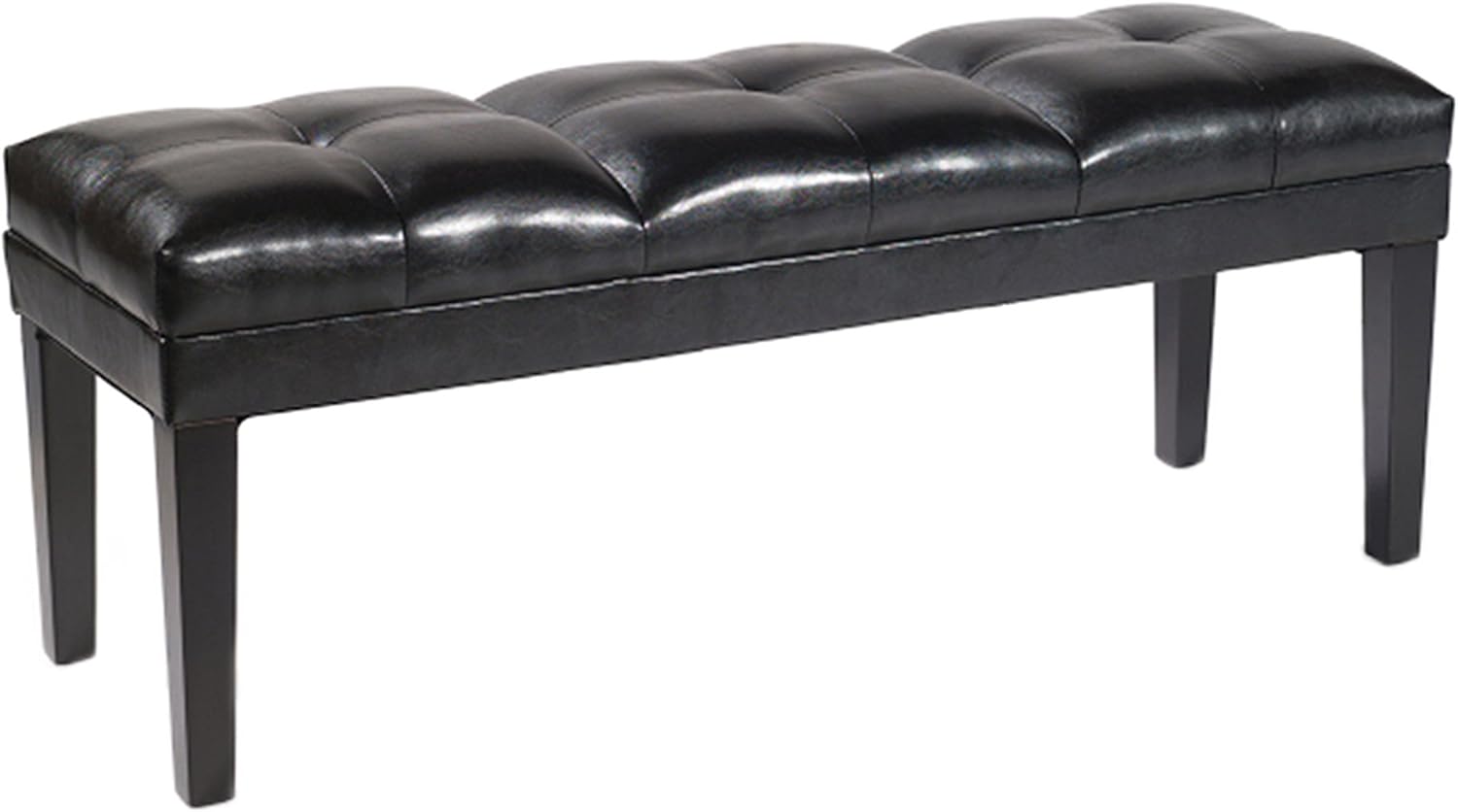 Armen Living Howard Bench in Black Bonded Leather and Black Wood Finish