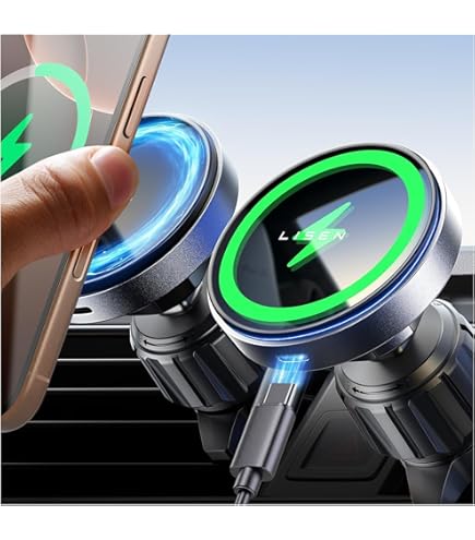 UPTOHIGH For Magsafe Car Mount Charger, 15W Fast Charging LED Magnetic - View #9