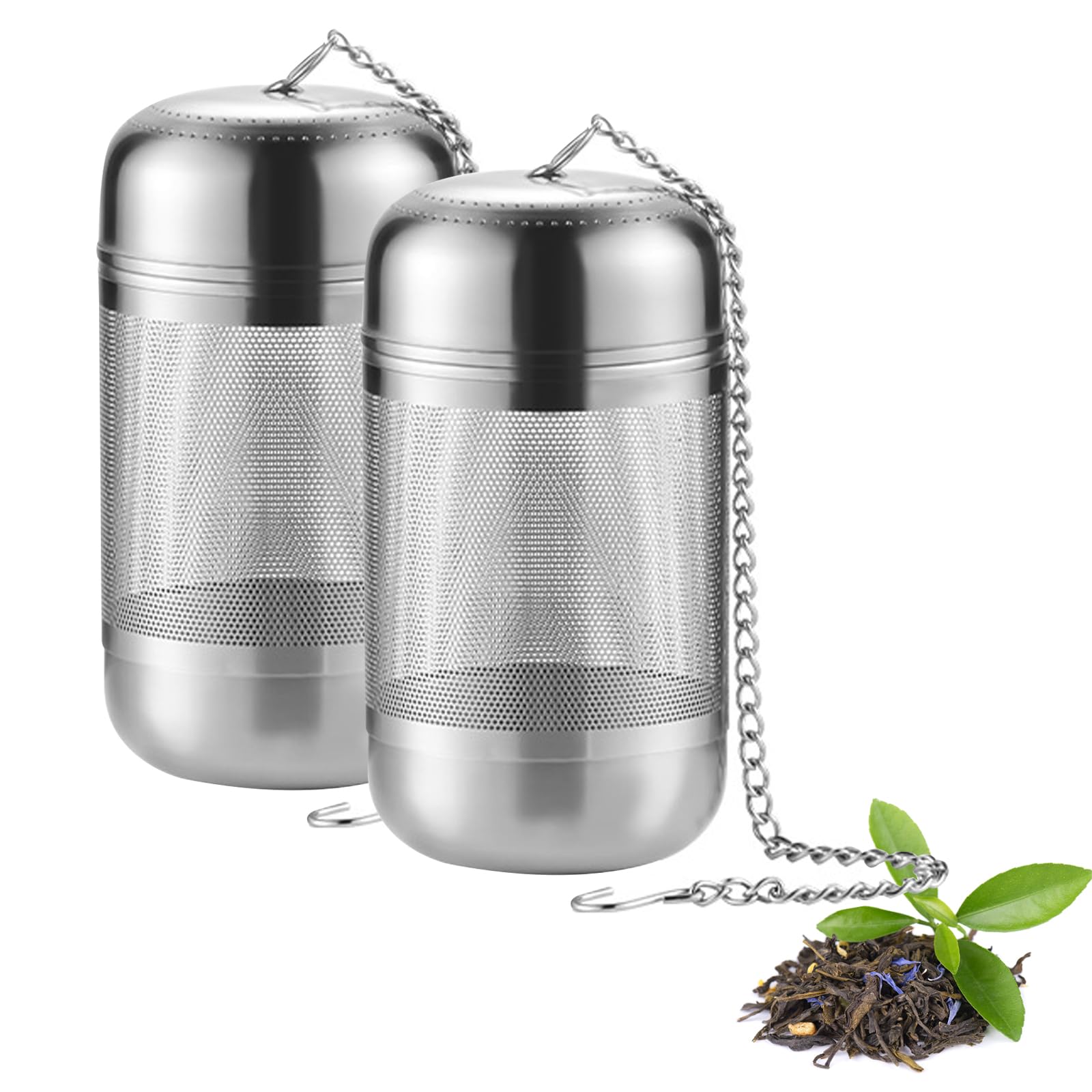 Loose Leaf Tea Infuser, 2 Pieces Stainless Steel Tea Strainer Fine Mesh with Chain, Loose Tea Infuser for Loose Tea Strainer Metal Tea Leaf Infuser for Teapot, Mugs, Cups