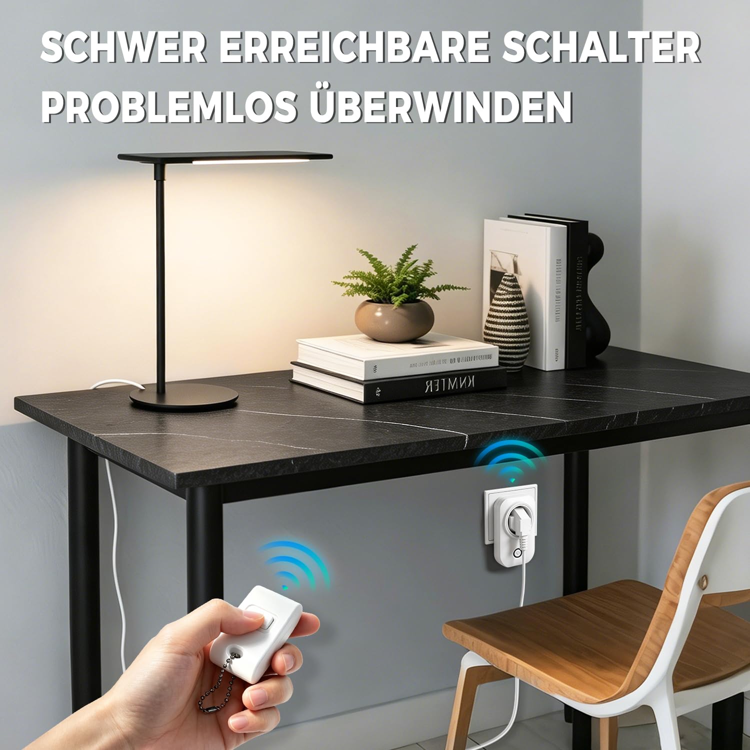 Funksteckdose mit Fernbedienung, Steckdose für Haushaltsgeräte und Lampen, 13A Ferngesteuerte Stecker, Reichweite 30 m, Programmierbar, 1 Steckdose mit 1 Fernbedienung, Weiß 3