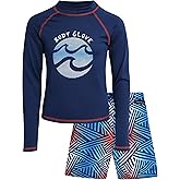 Body Glove Boys Swim Set - 2 Piece Boys Swim Trunks with Rash Guard UV Protection Swimsuit Kids Bathing Suits (Sizes 4-12)