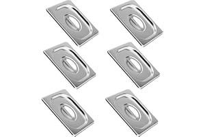 BIEAMA 6 Pack 1/6 Size Steam Table Pan Cover, Lid with Handle, NSF, Hotel Pan Cover, Catering Food Pan Lids