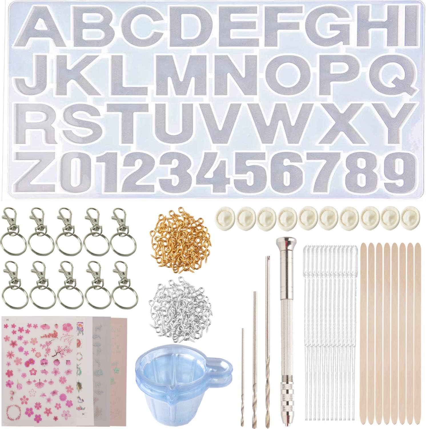 SUBANG 269 Pieces DIY Casting Mold, Number Alphabet Jewelry Casting Mold Letter Jewelry Making Mold DIY Sugar Cake Craft Casting Mould Silicone Casting Molds Set Kit