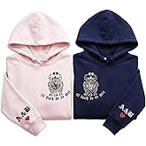 NAZENTI Custom Embroidered Matching Hoodie, Valentines Gifts For Couples, Personalized Couple Hoodie, Valentines Day Shirt