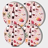 Red Wine Collection Art Stove Burner Covers Set of