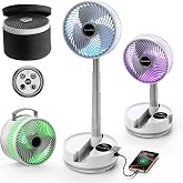Socool 20000mAh Portable Fan Foldable Wireless Battery Rechargeable with 8-Speed &amp; 112H, 90&deg; Osciliating Floor Standing Fan Remote, Desk Fan with 8H Timer &amp; LED Light for Home Kitchen Travel Camping