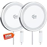 25W Wireless Charger for MagSafe, Qi2.2 Magnetic Fast Charging Pad for iPhone 17/16/15/14/13/12 Series & AirPods, Strong Magnet, Ultra-Thin & Portable Charger Mat for Travel Home Office(White, 2Pack)