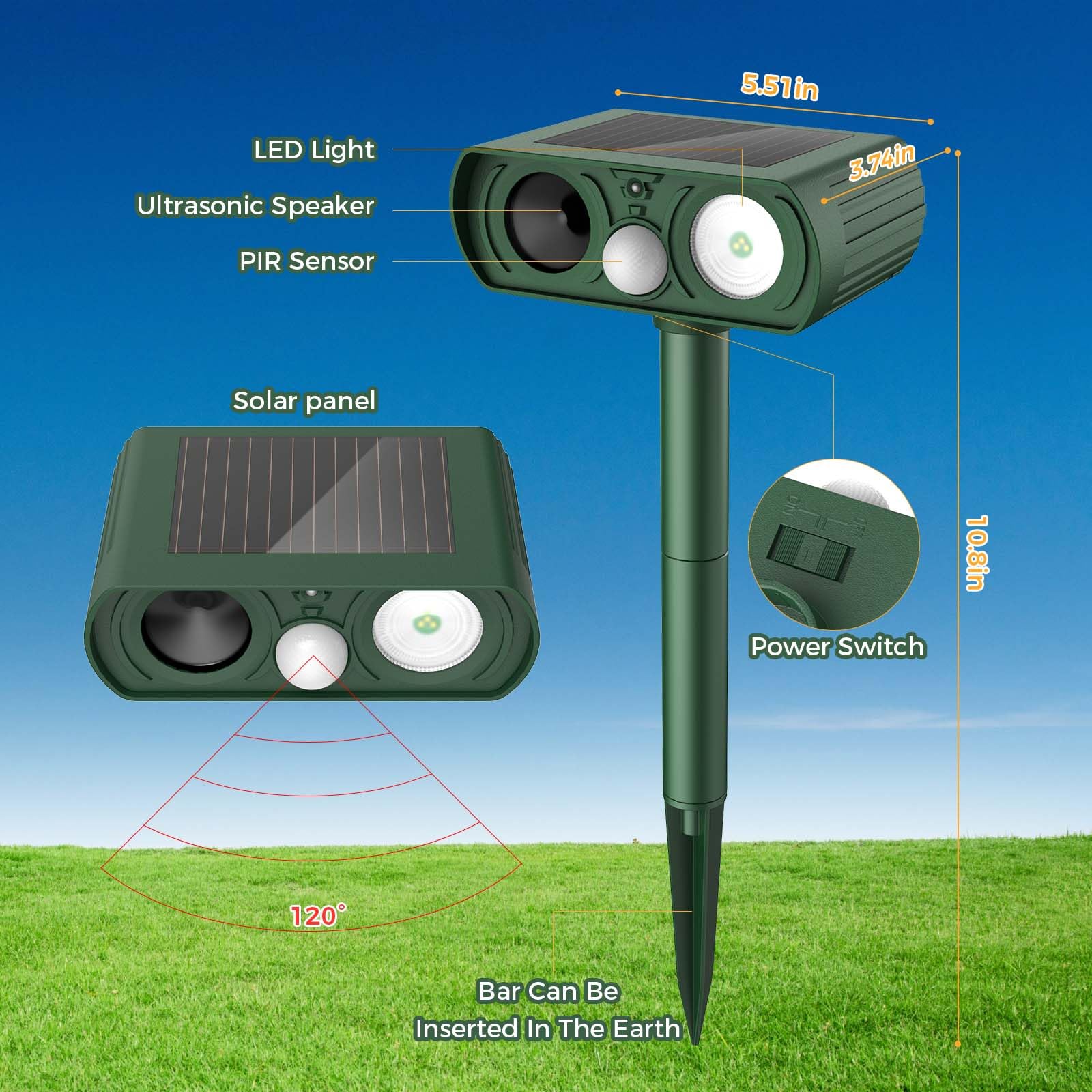 Photo 1 of ***CORRECT ITEM****Upgraded Solar Ultrasonic Animal Repellent Outdoor, Deer Repellent Devices Motion Detection, Waterproof Cat Squirrel Skunk Raccoon Dog Bird Deterrent with Flash Lights for Yard Farm Garden Patio