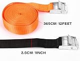Yizerel Tie Down Straps 4 Pack 12 ft x 1 in Cam Buckle Heavy Duty view 2