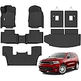 Floor Mats & Trunk Mat for 2026 2016-2025 Dodge Durango 6 Seats with 3rd Row Backrest Mat All Weather TPE Protection 3 Rows Car Floor Liners Full Set with Cargo Liners