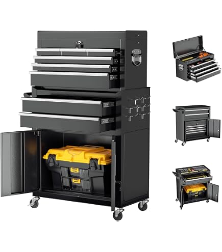 Patiomore 8-Drawer Rolling Tool Chest - Heavy-Duty Steel Tool