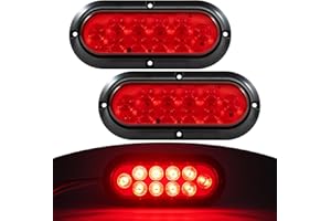 RUNHWEE 2Pcs 6" Oval LED Trailer Lights Kit 10 LED Marker Lights, Brake Lights, Stop/Turn Signals Waterproof Utility Tail Lights for Trucks, Trailers, RVs, Boats