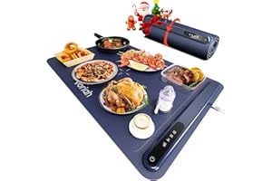 Warming Mat for Food, Voriah Electric Warming Tray with 3 Temp Settings & Auto Shut-Off, Food Warmer with Thick Silicone Surface to Keep Food Warm at Buffet, Parties, and Family Use（Dark Blue）