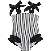 Happy Town Toddler Swimsuit Girl Solid Color Stripe One-Piece Baby Bathing Suits