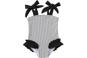 Happy Town Toddler Swimsuit Girl Solid Color Stripe One-Piece Baby Bathing Suits
