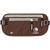 VENTURE 4TH Money Belt for Travel – Hidden Under-Clothes RFID Blocking Passport Holder & Slim Travel Wallet Pouch for Men & Women to Protect Cash, Cards & Documents (Brown)