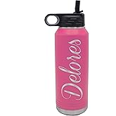 My Personal Memories Personalized Premium 32 oz Vacuum Insulated Powder Coated Stainless Steel Sports Water Bottle with Straw for Workouts, Yoga, Gym, Office, Work, Women, Men, Him, Her (Hot Pink)