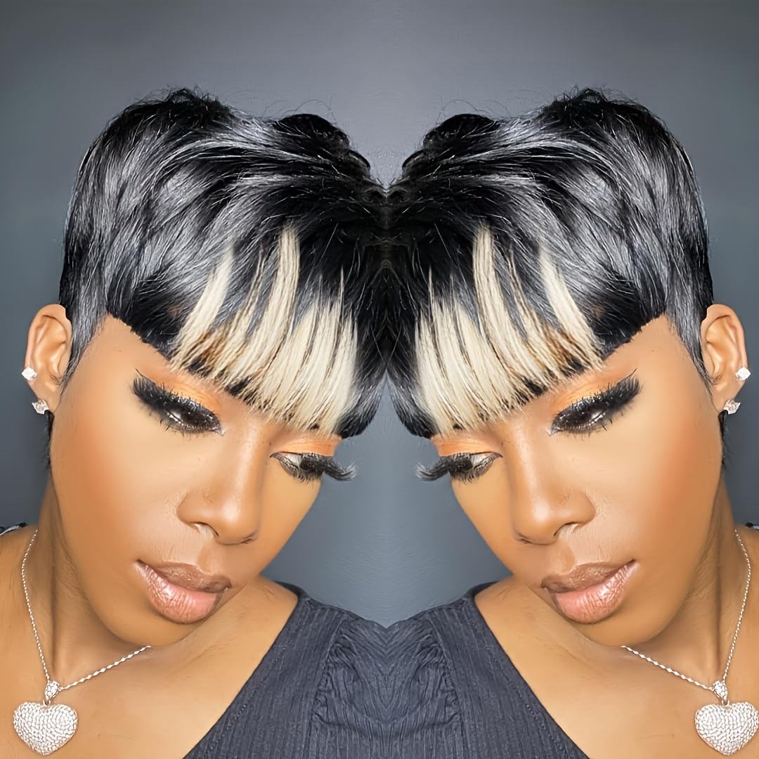 Photo 1 of *MINOR DAMAGE - USED*
Pixie Cut Wig Human Hair Wigs for Women 1B60 Color Short Layered Pixie for Women None Lace Front Short Pixie Cut Wigs for Black Women Glueless Full Machine Made Wigs1B/60