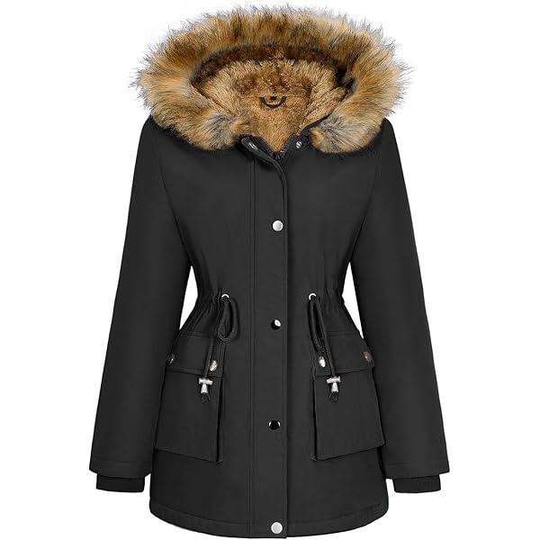 Amazon.com: Womens Thicken Mid Length Down Jacket Faux Fur Collar