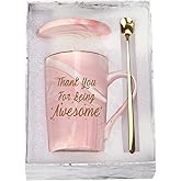 Thank You for Being Awesome Mug Thank You Gifts Inspirational Birthday Gifts for Friends Women Thank You Gifts for Friends Coworker Leaving Employee Appreciation Assistant 14 Ounce Pink