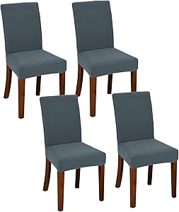 Chair Covers for Dining Room Set of 4 Dark Grey Stretch Slipcovers Chairs Covers Kitchen Chair Covers
