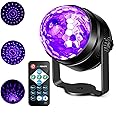 Litake UV Black Lights for Glow Party, 6W LED Disco Ball Strobe Lights for Dark Party Supplies, Sound Activated with Remote Control, Dj Light for Halloween Xmas Birthday Party Home Decorations, 1 Pack