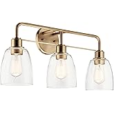 Kichler Meller 24.25 Inch 3 Light Vanity Light with Clear Glass Shades in Champagne Bronze for Bathroom or Powder Room, (24.2