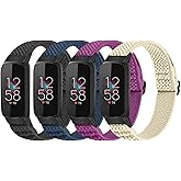 Huamanlou 4 Pack Elastic Bands Compatible with Fitbit Luxe Bands, Soft Adjustable Nylon Sport Loop Stretchy Straps Replacement Wristband Women Men for Fitbit Luxe